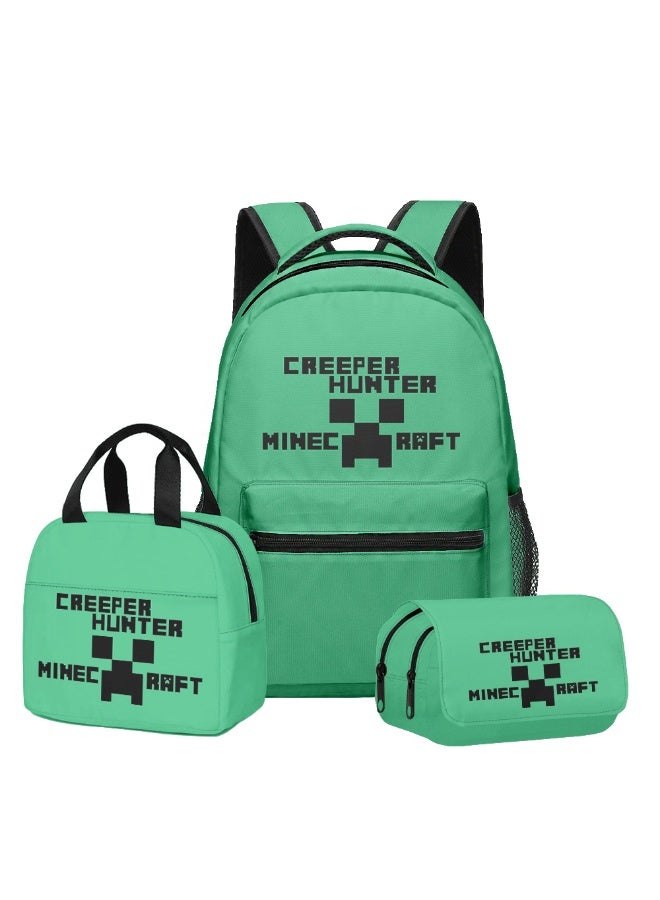 MINECRAFT 2025-2026 Minecraft Backpack Pencil Case Lunch Bag Three-piece Leisure Sports Travel Backpack Student School Backpack - Image 1