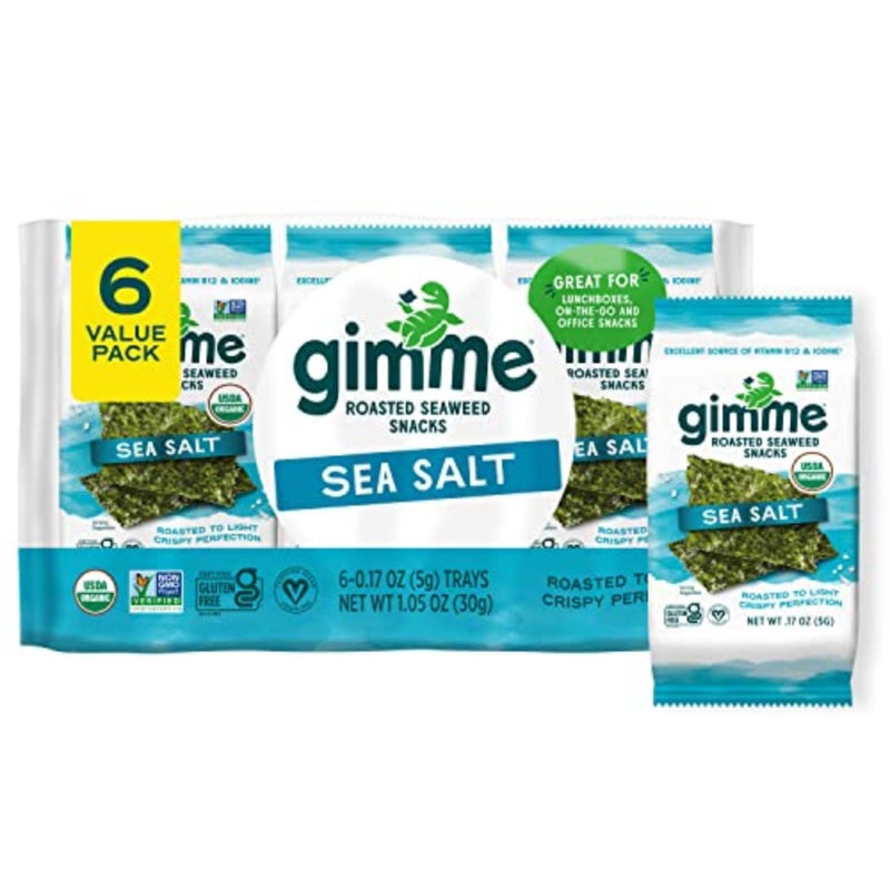 Gimme Seaweed Organic Premium Roasted Seaweed Snacks Sea Salt 6 Count Keto Vegan GlutenFree Great Source of Omega3s and Iodine Healthy OnTheGo Snack for Kids and Adults - Image 3