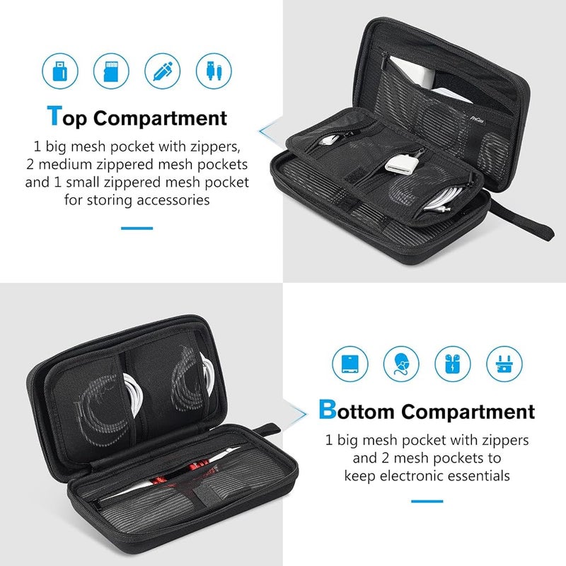 ProCase Electronic Accessories Organizer, Travel Organizer Bag for Electronics Accessories Charger Cord Portable External Hard Drive USB Cables Power Bank SD Memory Cards -Black - Image 4
