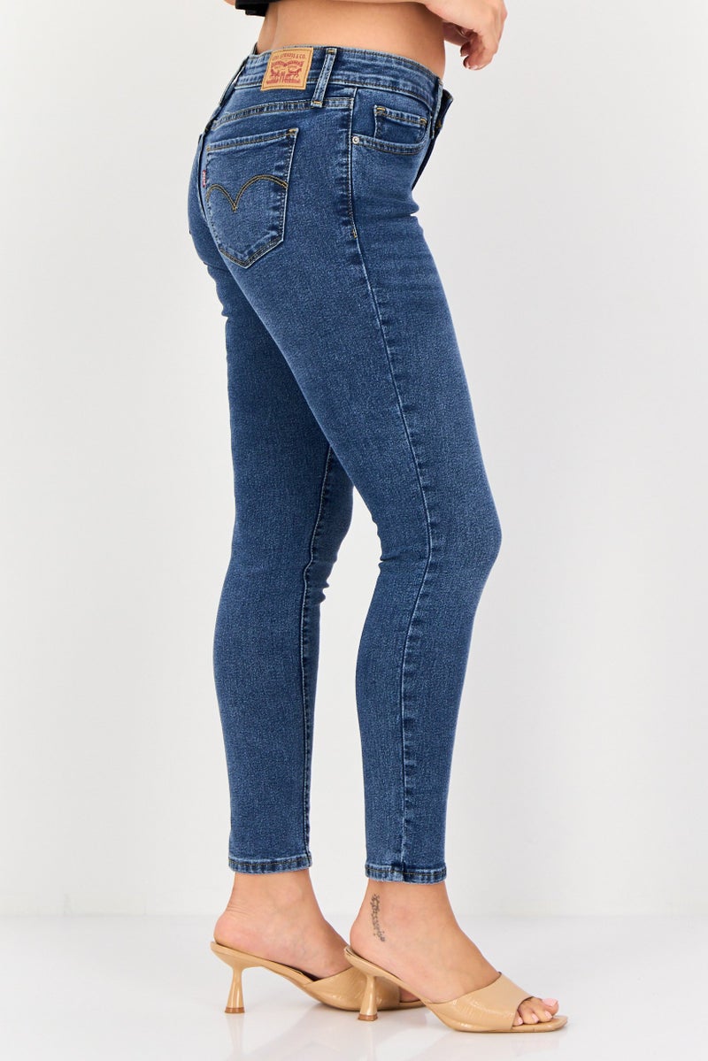 Levi's Women Skinny Fit Washed Stretchable Jeans, Blue - Image 4