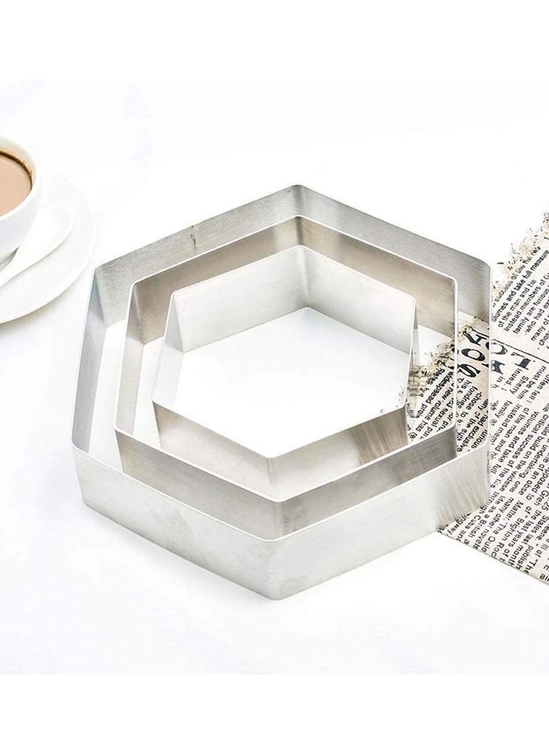 3 Tier Octagon Multilayer Anniversary Birthday Cake Baking Pans,Stainless Steel 3 Sizes Rings Octagon Molding Mousse Cake Rings - Image 1