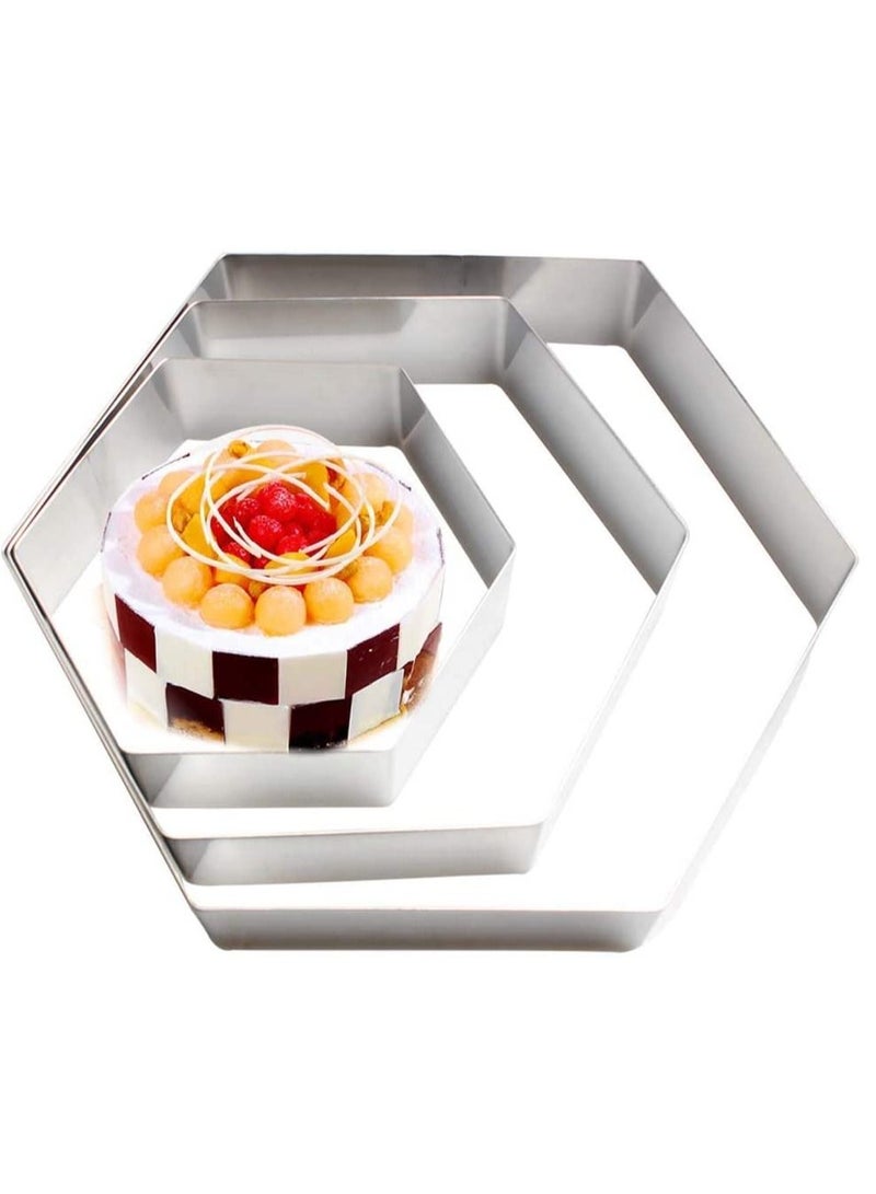 3 Tier Octagon Multilayer Anniversary Birthday Cake Baking Pans,Stainless Steel 3 Sizes Rings Octagon Molding Mousse Cake Rings - Image 3
