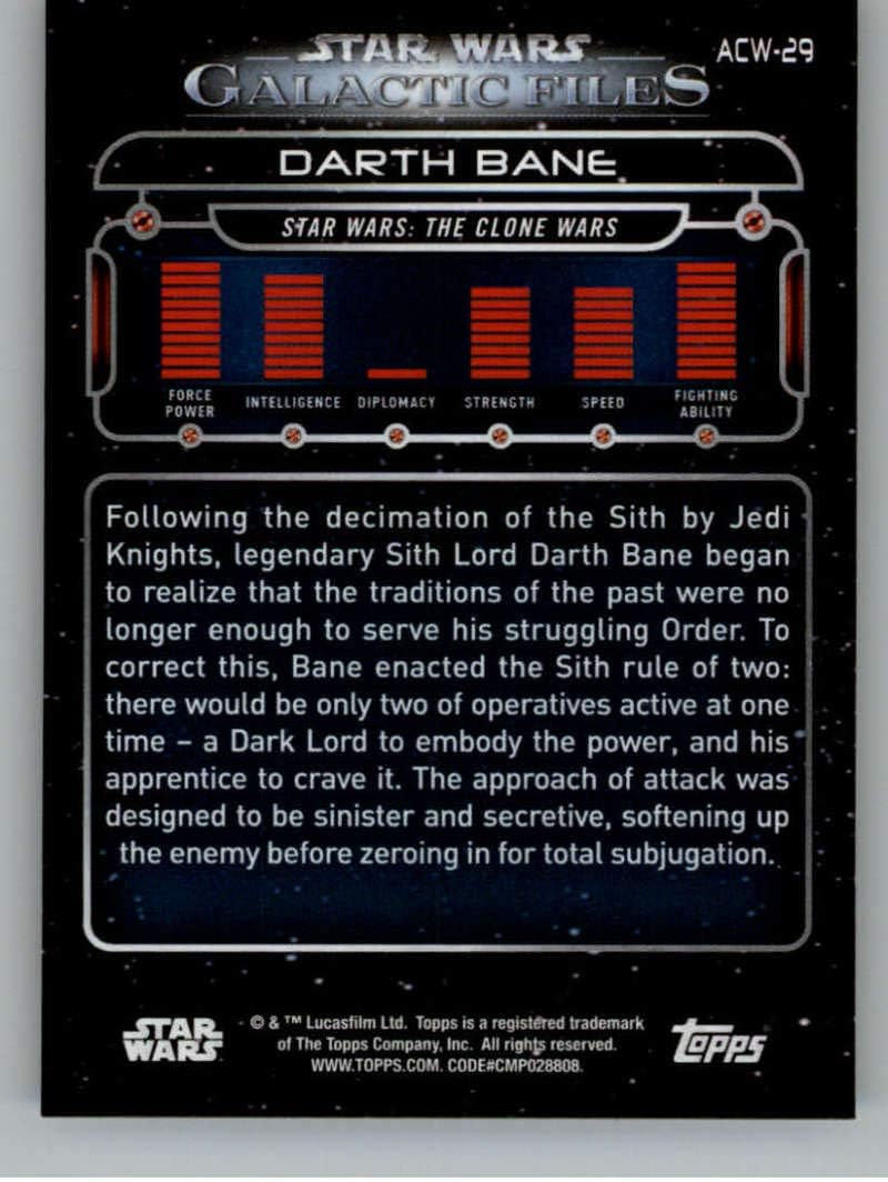 Topps Total 2018 Topps Star Wars Galactic Files (Update) Orange #ACW-29 Darth Bane Clone Wars - Image 2