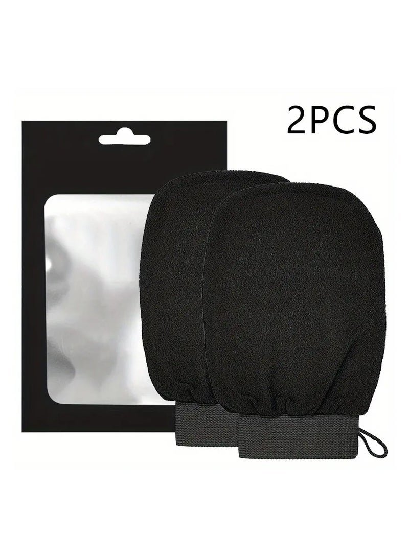 2PCS Korean Loofah For Cleaning And Exfoliating The Skin Viscose Shower Glove For Bath At Home Black Color  - Image 1