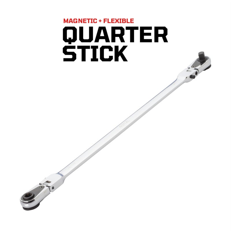 E-Z Red EZRED 4S12L 12-inch Chrome Quarter Stick With Locking Flex Heads, Combination 1/4" Square Drive & Magnetic Bit Drive - Image 2
