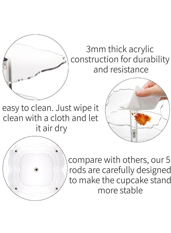 Goaste 4 Tier Acrylic Cupcake Stand, Square Cupcake Display Holder, Clear Dessert Pastry Tower with 5 Rod Feet for Wedding, Birthday, Theme Party, Baby Shower - Image 5