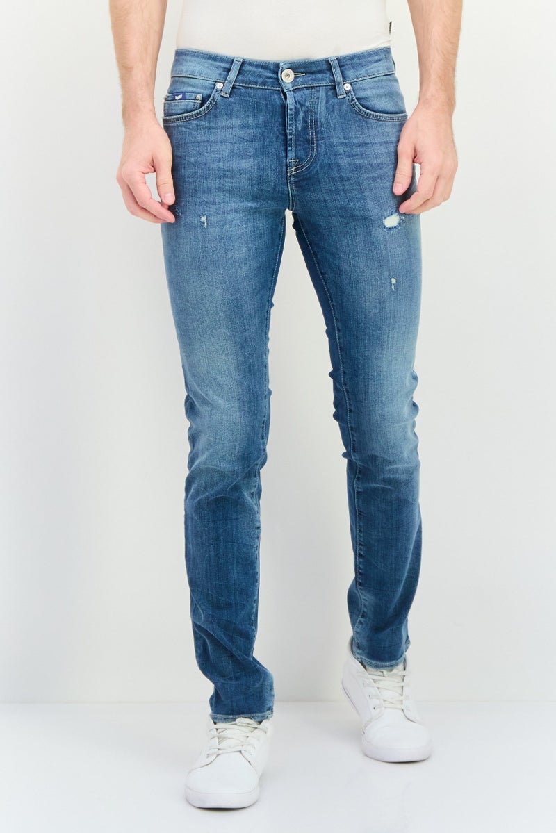 GAS جينز دنيم ضيق للرجال، قابل للتمدد، أزرق - Image 1