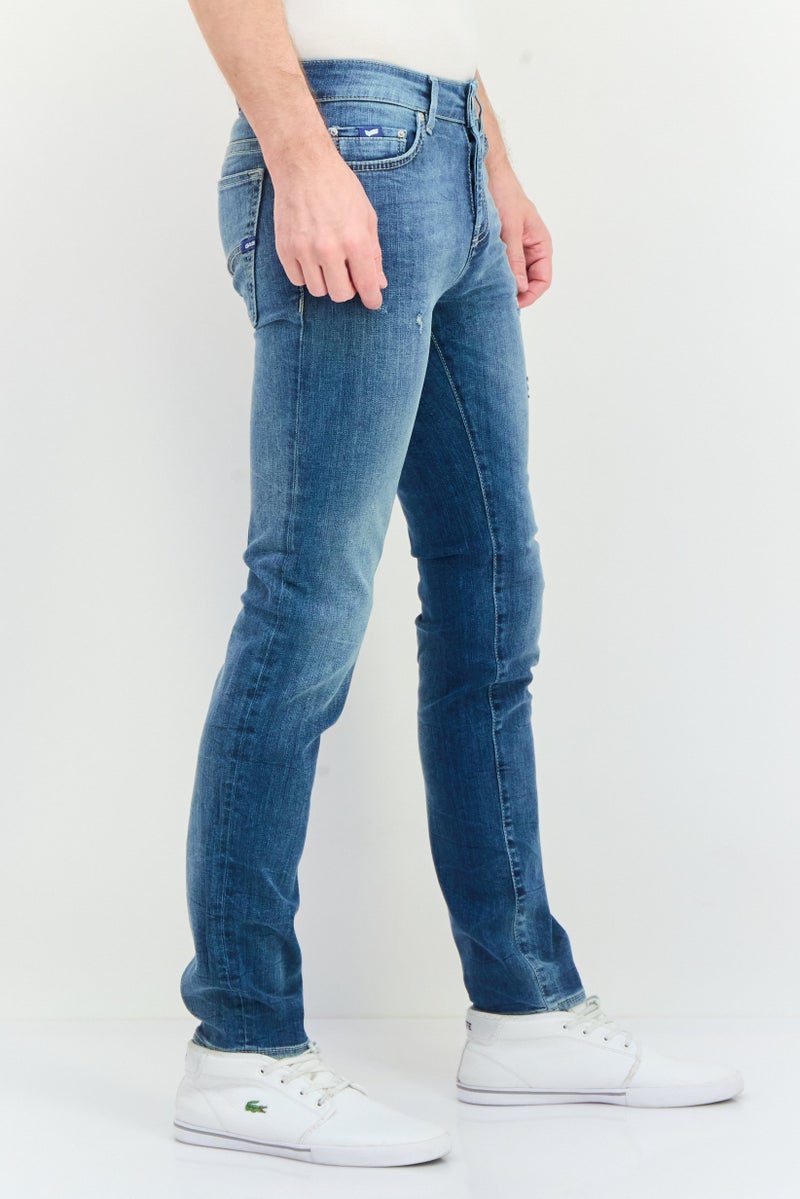 GAS جينز دنيم ضيق للرجال، قابل للتمدد، أزرق - Image 2