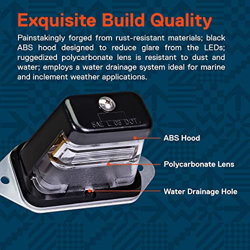 ONLINE LED STORE TRUE MODS Black LED License Plate Light for Boat Trailer [Surface Mount] [DOT FMVSS 108] [SAE L] [Waterproof] [12V DC] Universal Submersible Tag Lamp for Auto Work Utility Flat Bed Box Semi Truck RV - Image 5