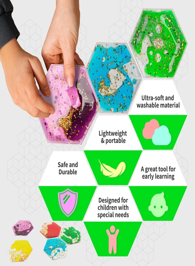 LONGKING 8-Pack Hexagon Liquid Tiles for Kids, Soft Gel Liquid Sensory Toys for Autistic Children, Sensory Mats, Sensory Toys for Toddlers 3-4 - Image 4
