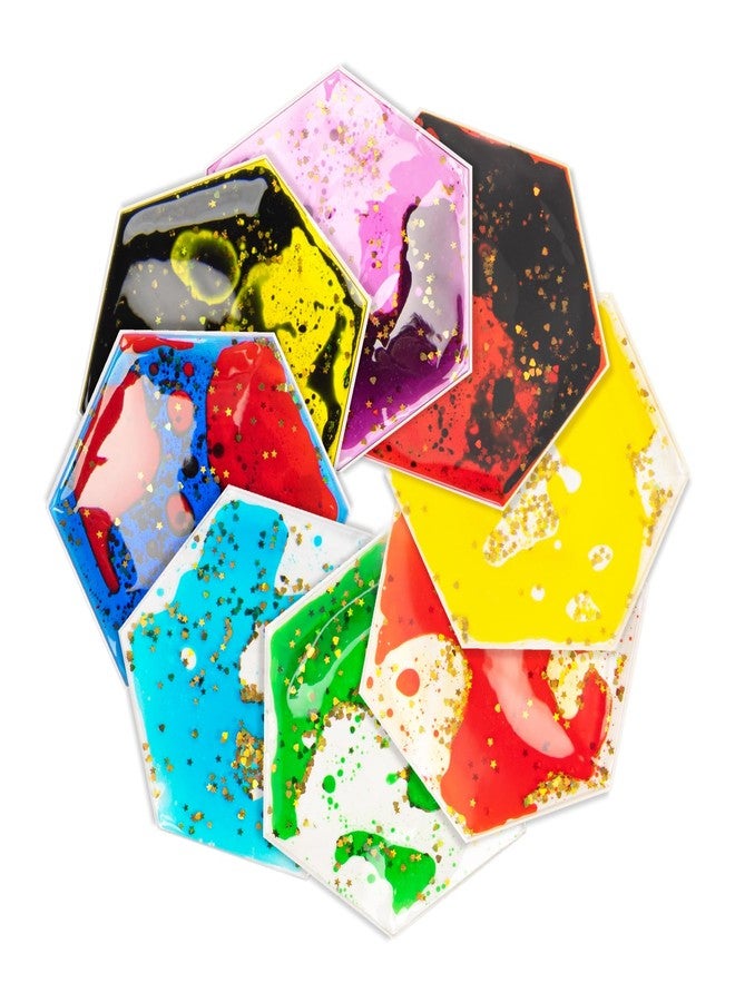 LONGKING 8-Pack Hexagon Liquid Tiles for Kids, Soft Gel Liquid Sensory Toys for Autistic Children, Sensory Mats, Sensory Toys for Toddlers 3-4 - Image 1