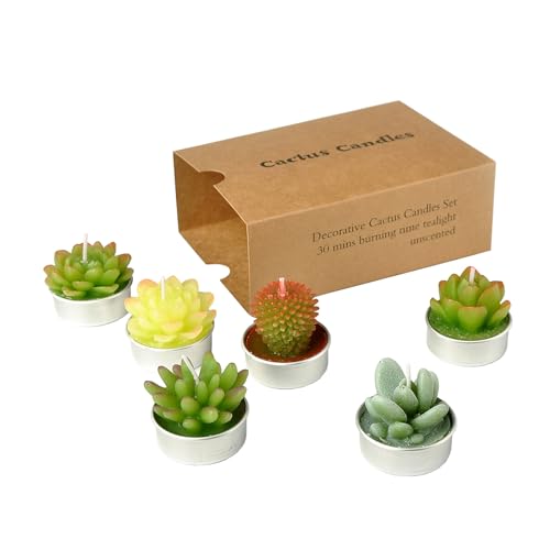SSleng Cactus Tealight Candles, Handmade Delicate Succulent Cactus Candles（ Perfect for Birthday Party ,Wedding, Spa, Home Decor) - Image 4