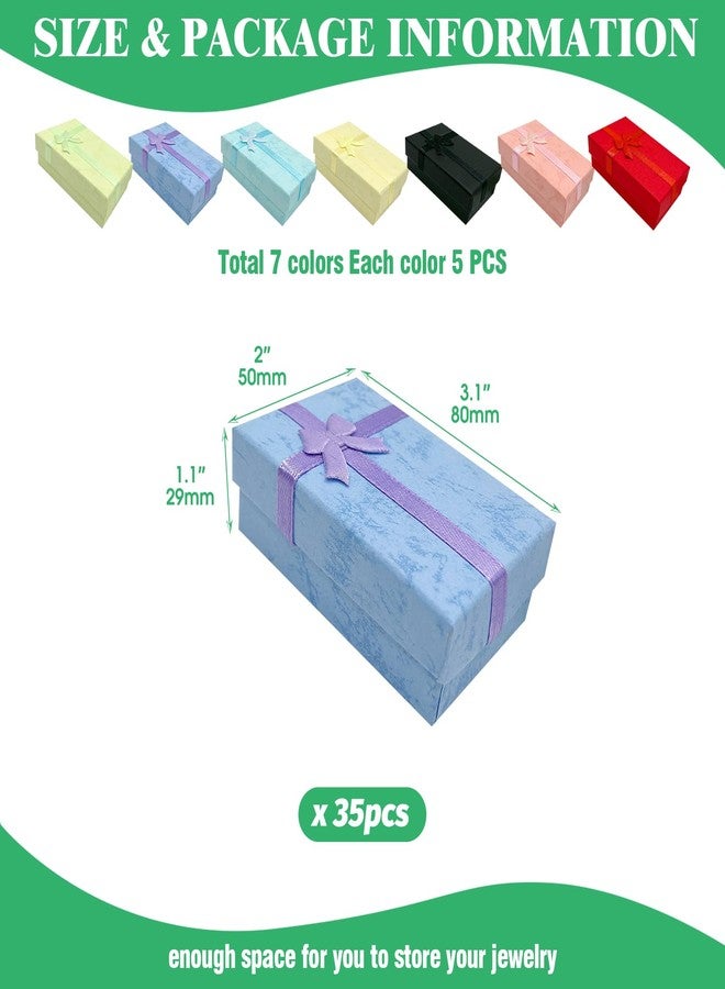 Yauhar 35Pcs 2 x 3.1 x 1.1 Inch Gift Boxes with Bow Knot Assorted Set, 7 Color Cardboard Empty Present Displaying Box with Lids for Birthdays Anniversaries Weddings - Image 2