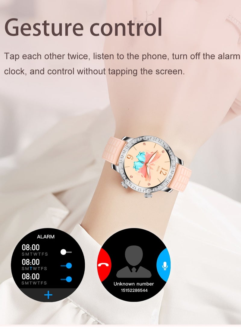 AROAQ Z95 Smart Watch, Waterproof HD AMOLED Mini Smart Watch With Two Straps, Gesture Answering Health Monitoring Full Touch Fitness Tracker Watch With Multiple Sports Modes, (Peach) - Image 2