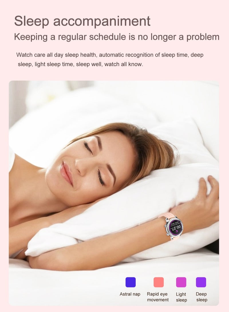 AROAQ Z95 Smart Watch, Waterproof HD AMOLED Mini Smart Watch With Two Straps, Gesture Answering Health Monitoring Full Touch Fitness Tracker Watch With Multiple Sports Modes, (Peach) - Image 5