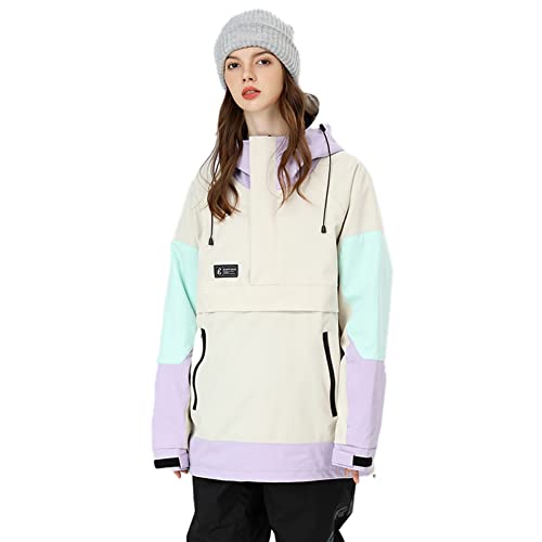 SEARIPE Women's and Mens ski jacket Snowboard Hoodie Pullover Half Zip Colorblock Sweatshirt Snowcoat(S2159,Khaki,M) - Image 1