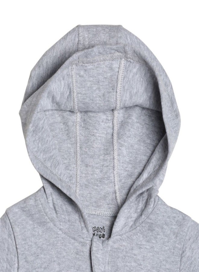 miniklub Baby Front Open Hooded Long Sleeve Knitted Cotton Grey Color Jacket (3-6M) - Image 3