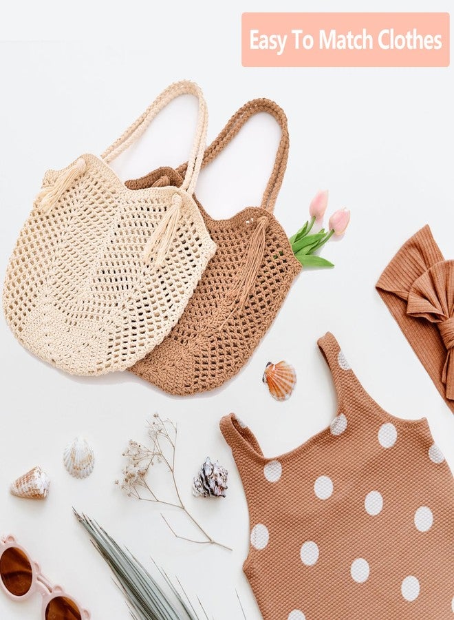 Peicees Crochet Beach Tote Bag For Women 2025 Bohemian Shoulder Bag Purse With Leak-Proof Lining for Summer Vacation Travel - Image 5