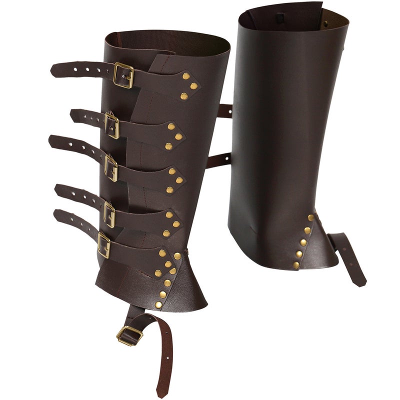 Wish Medieval Renaissance Knight Pu Leather Punk Leg Boots Shoe Cover Boots Belt Buckle Cos - Image 2