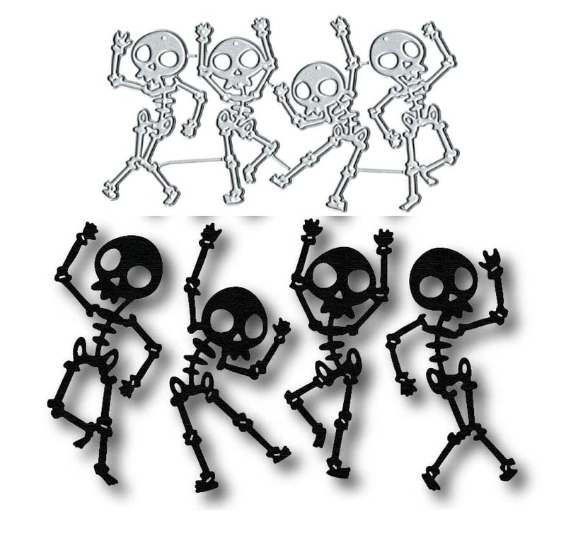 BeetirryHu 4pcs Halloween Skeleton Man Metal Die Cuts Halloween Skeleton Man Cutting Dies Cut Stencils Card Paper Craft DIY Template Metal Cutting Dies Album Embossing Paper Dies for Card Making Scrapbooking - Image 1