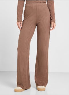 Ginger Ribbed Jersey Fitted Top & Flared Pant Set  - Image 4