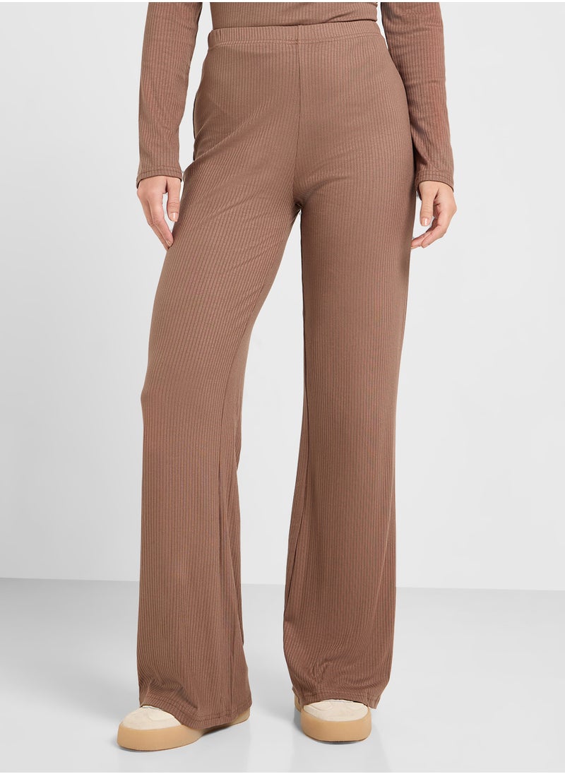 Ginger - Ribbed Jersey Fitted Top & Flared Pant Set - Image 1