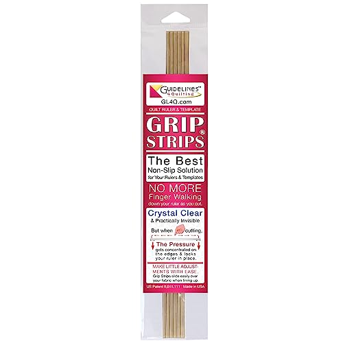 Guidelines4quilting Grip Strips - Non Slip Solution for Your Quilting Rulers and Templates - Crystal Clear, Peel and Stick Strips, 6 per Package. Repositionable and Leaves No Residue. Made in USA - Image 1