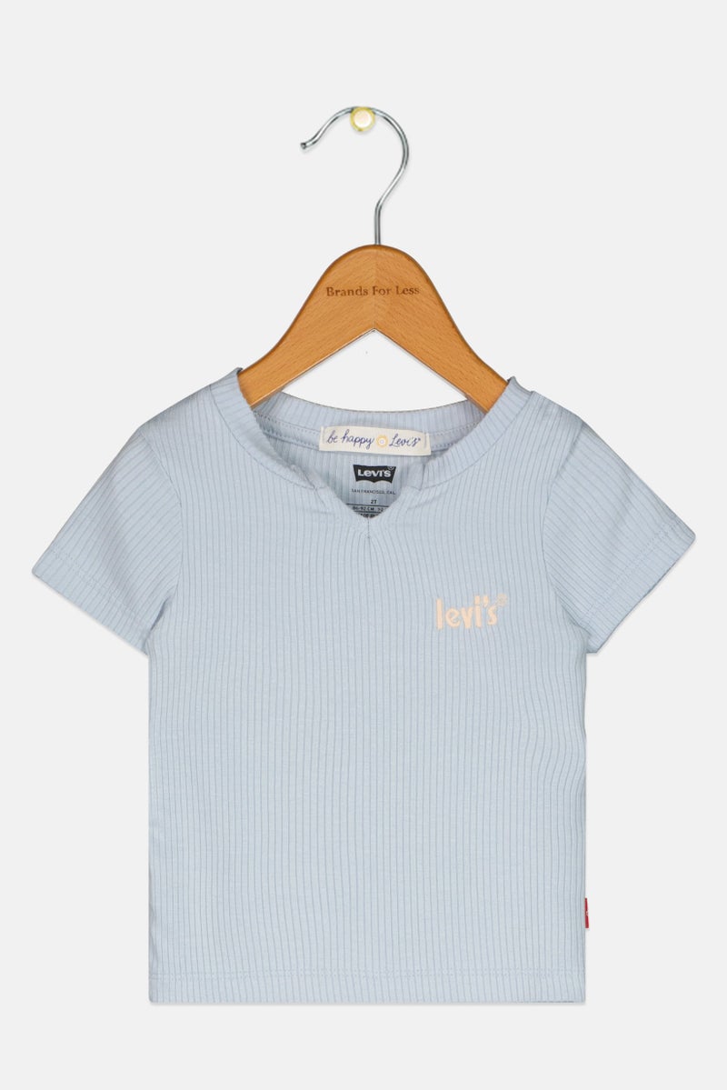 Levi's Toddlers Girl Short Sleeves Embroidered Logo Tops, Light Blue - Image 1