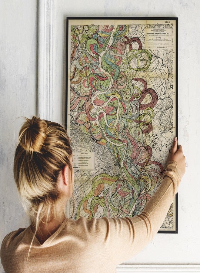 ArtCantHurtU Sheet 6-1944 Mississippi River Map - River House Decor Wall Art Gifts - Harold Fisk Ancient River Meander Alluvial Valley Poster Mississipi Mississ Missipi 16x23 inches Unframed. - Image 1