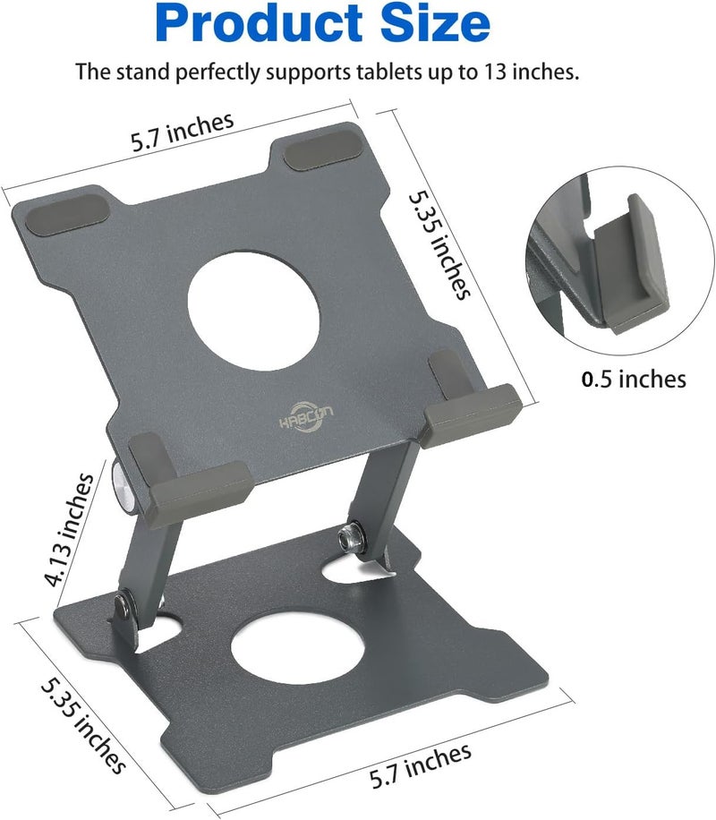 KABCON Tablet Stand,Tablet Holder for iPad,Adjustable Portable Multi Angle Desktop Stand Compatible with iPad Pro 9.7 10.5 12.9 Air Mini 1-4,Galaxy Tabs,Surface Pro Tablets,Kindle,E-Reader,Nexus-Grey - Image 3