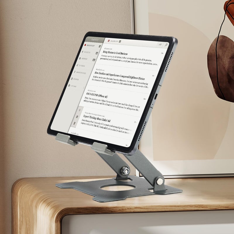 KABCON Tablet Stand,Tablet Holder for iPad,Adjustable Portable Multi Angle Desktop Stand Compatible with iPad Pro 9.7 10.5 12.9 Air Mini 1-4,Galaxy Tabs,Surface Pro Tablets,Kindle,E-Reader,Nexus-Grey - Image 5