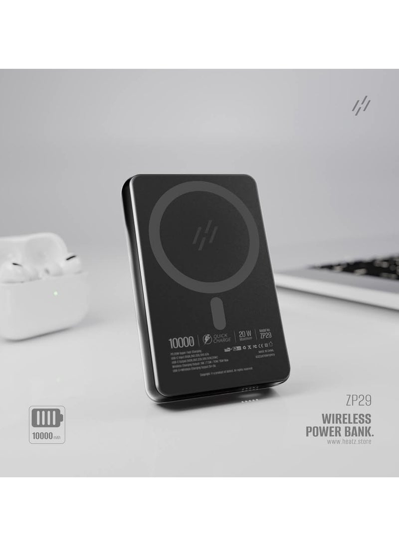HEATZ Wireless Power Bank 10000 mAh Power, Wireless With MagSafe Portable Charger, Pocket Size, USB and USB C  Input And Output, Support 20W Fast Charging  - Image 3