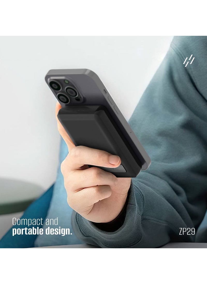 HEATZ - Wireless Power Bank 10000 mAh Power, Wireless With MagSafe Portable Charger, Pocket Size, USB and USB C  Input And Output, Support 20W Fast Charging - Image 1