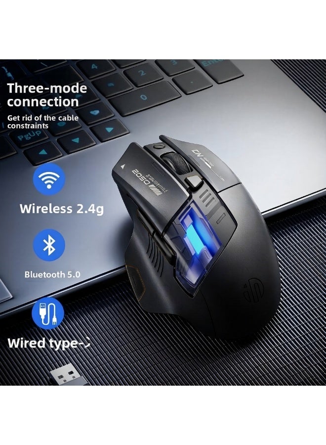 إنفيك ماوس ألعاب RGB لاسلكي ثلاثي الوضع 2.4G/بلوتوث/سلكي، 12800 DPI، شحن Type-C، تصميم مريح مانع للانزلاق، مناسب للكمبيوتر واللابتوب Windows Mac Android iOS - Image 1
