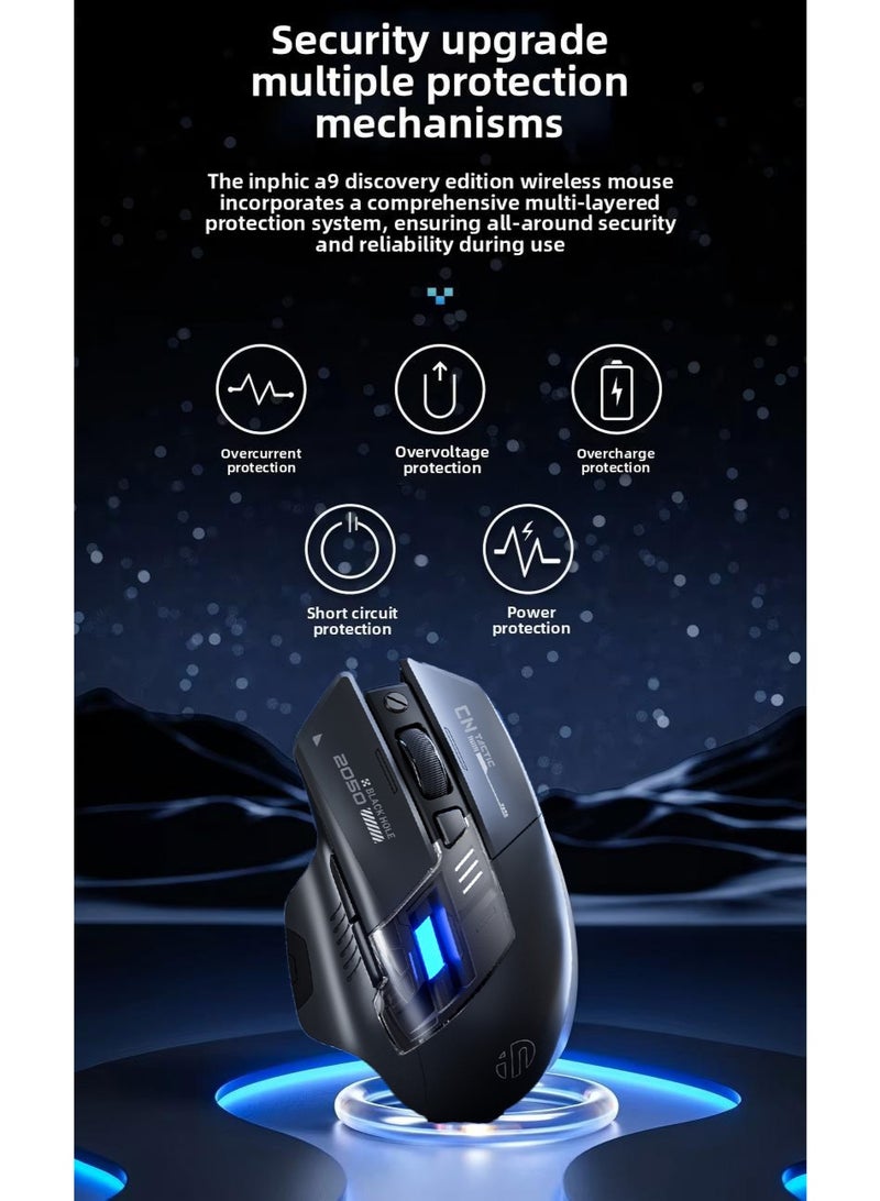 إنفيك ماوس ألعاب RGB لاسلكي ثلاثي الوضع 2.4G/بلوتوث/سلكي، 12800 DPI، شحن Type-C، تصميم مريح مانع للانزلاق، مناسب للكمبيوتر واللابتوب Windows Mac Android iOS - Image 2
