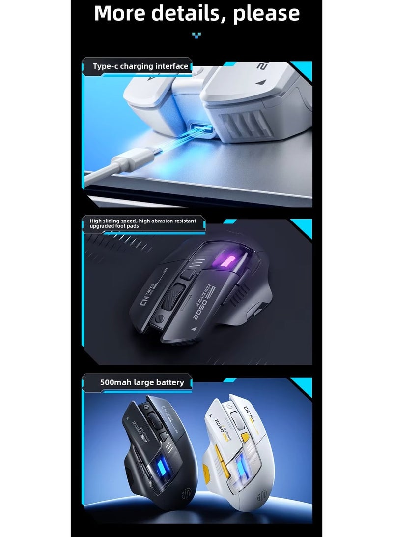 إنفيك ماوس ألعاب RGB لاسلكي ثلاثي الوضع 2.4G/بلوتوث/سلكي، 12800 DPI، شحن Type-C، تصميم مريح مانع للانزلاق، مناسب للكمبيوتر واللابتوب Windows Mac Android iOS - Image 5