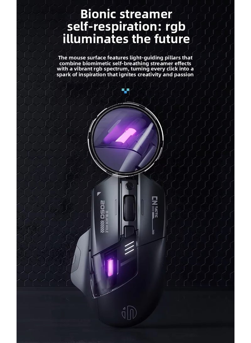 إنفيك ماوس ألعاب RGB لاسلكي ثلاثي الوضع 2.4G/بلوتوث/سلكي، 12800 DPI، شحن Type-C، تصميم مريح مانع للانزلاق، مناسب للكمبيوتر واللابتوب Windows Mac Android iOS - Image 4