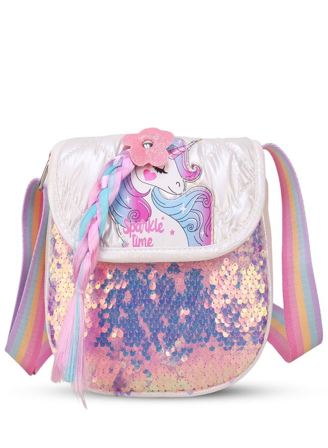 ADSON Unicorn Laser Holographic Self Quilted Sequins Crossbody Bag Sling Cute Shoulder Bag Purse Handbag Cute Tote Girl Messenger Child Tote Wallet kids Crossbody Bag (Multi Colour Unicorn) - Image 4