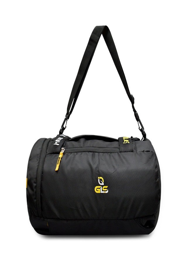 GLS Rebel Polyester Duffle Bag for Men & Women/Gym Bags with Adjustable Shoulder Strap/Fitness Bag with One Front Pocket and Shoe Pocket (Color -Black) - Image 1