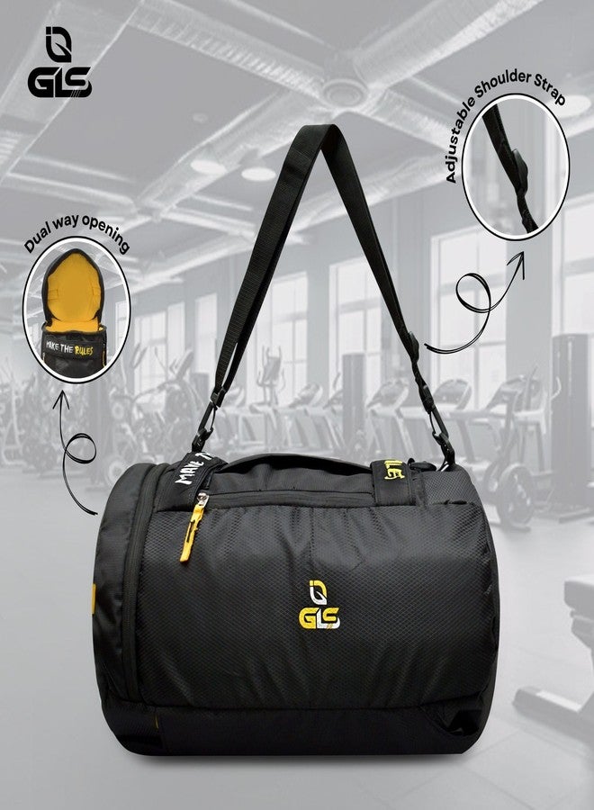 GLS Rebel Polyester Duffle Bag for Men & Women/Gym Bags with Adjustable Shoulder Strap/Fitness Bag with One Front Pocket and Shoe Pocket (Color -Black) - Image 3
