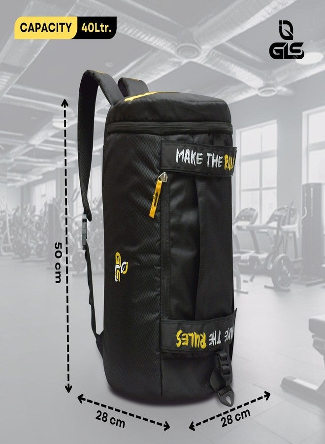 GLS Rebel Polyester Duffle Bag for Men & Women/Gym Bags with Adjustable Shoulder Strap/Fitness Bag with One Front Pocket and Shoe Pocket (Color -Black) - Image 2