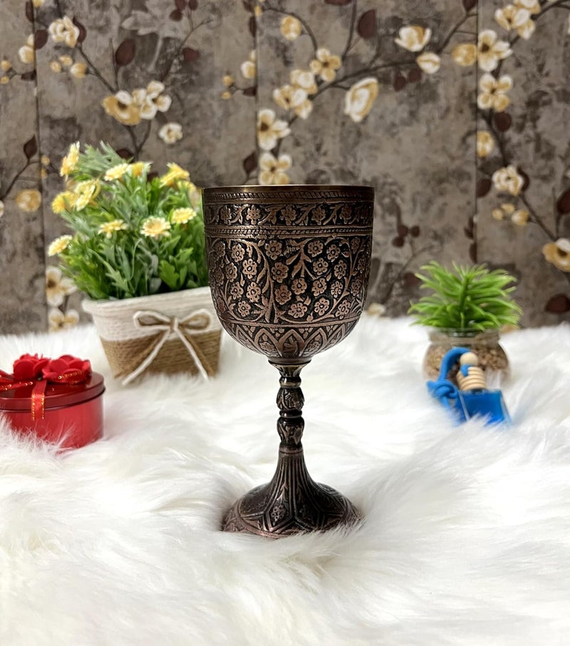 Morcomart Handcrafted Solid Brass Wine Chalice Goblet – Champagne, & Beverage – Elegant Decorative & Functional Cup for Wedding, Gift, Medieval Decor, Royal Dining (Copper Antique) - Image 2