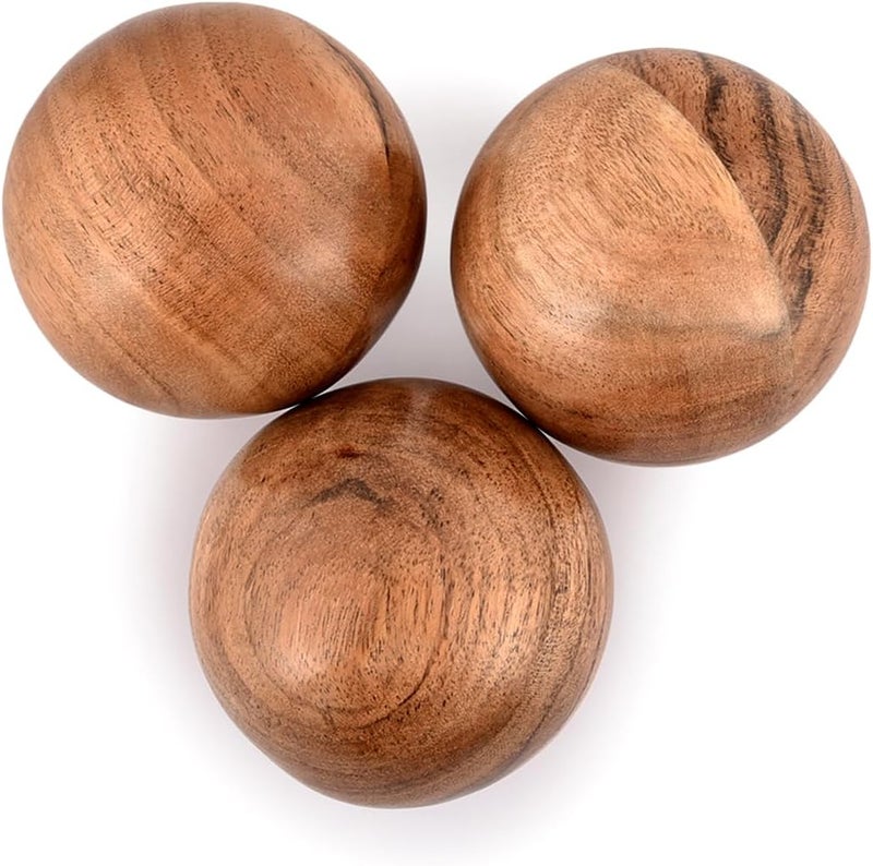 NIRMAN Decorative Acacia Wood Round Balls Set of 3 for Christmas Decorative Bowls Table Centerpiece | Coffee Table and House Décor (Set of 3), (3" x 3" x 3") - Image 2