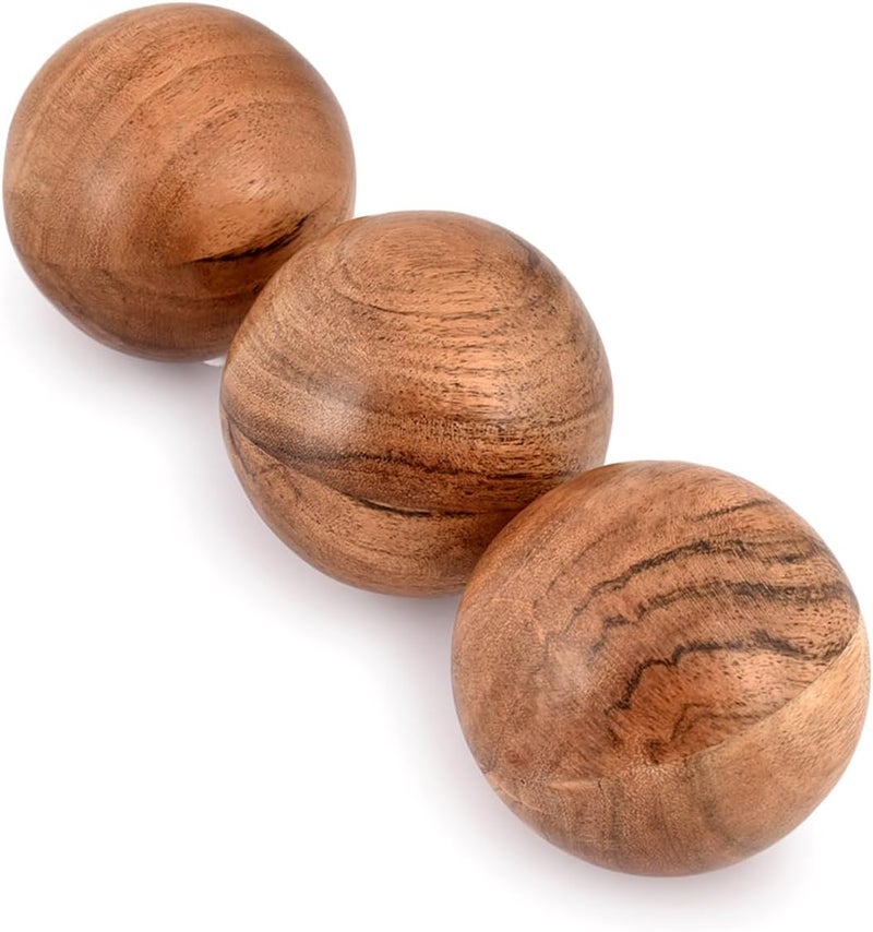 NIRMAN Decorative Acacia Wood Round Balls Set of 3 for Christmas Decorative Bowls Table Centerpiece | Coffee Table and House Décor (Set of 3), (3" x 3" x 3") - Image 3