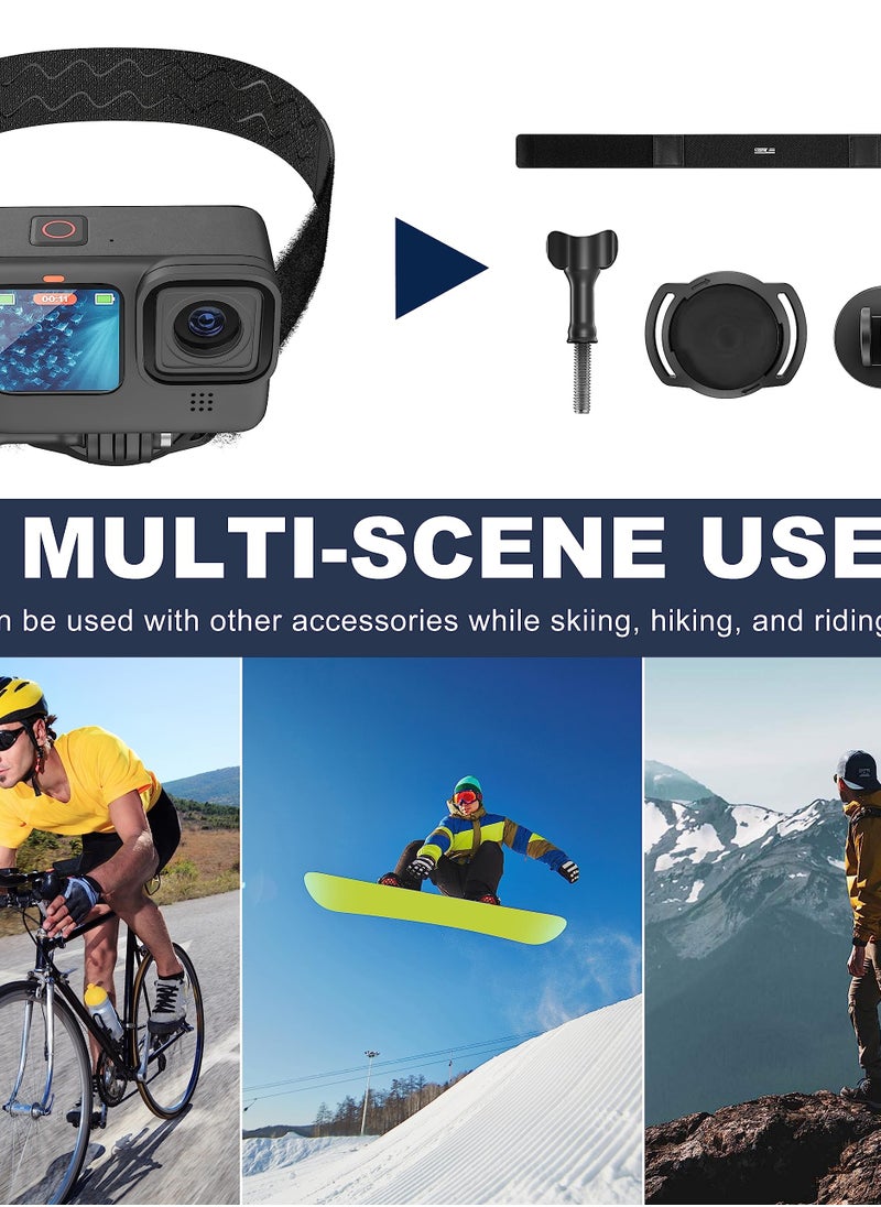 Excefore - 3 Head Strap Holder Mount, VLOG/POV Accessories for DJI OSMO Action Camera, Insta360 X3/One R/RS, GoPro Hero Series (Headband Mount) - Image 1