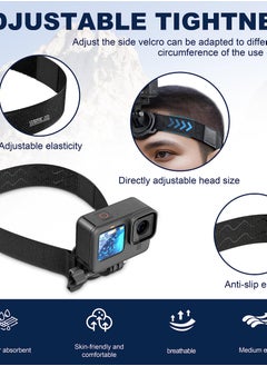Excefore 3 Head Strap Holder Mount, VLOG/POV Accessories for DJI OSMO Action Camera, Insta360 X3/One R/RS, GoPro Hero Series (Headband Mount)  - Image 5