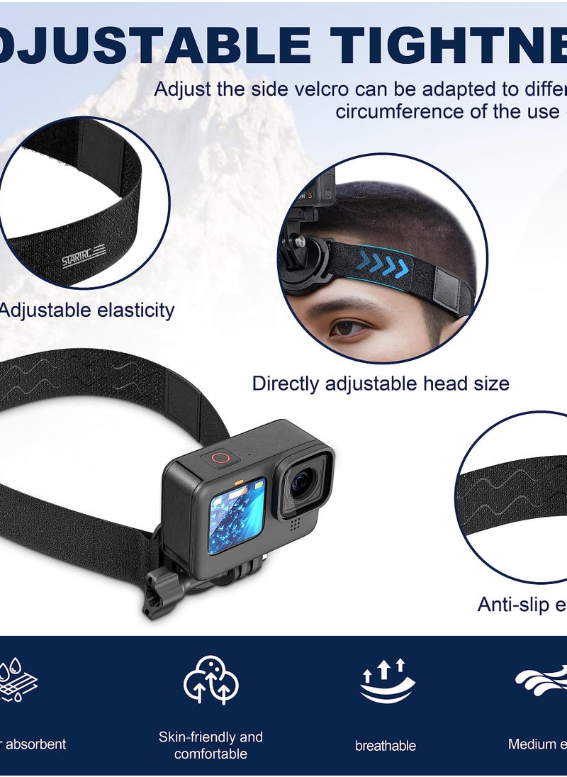 Excefore - 3 Head Strap Holder Mount, VLOG/POV Accessories for DJI OSMO Action Camera, Insta360 X3/One R/RS, GoPro Hero Series (Headband Mount) - Image 1