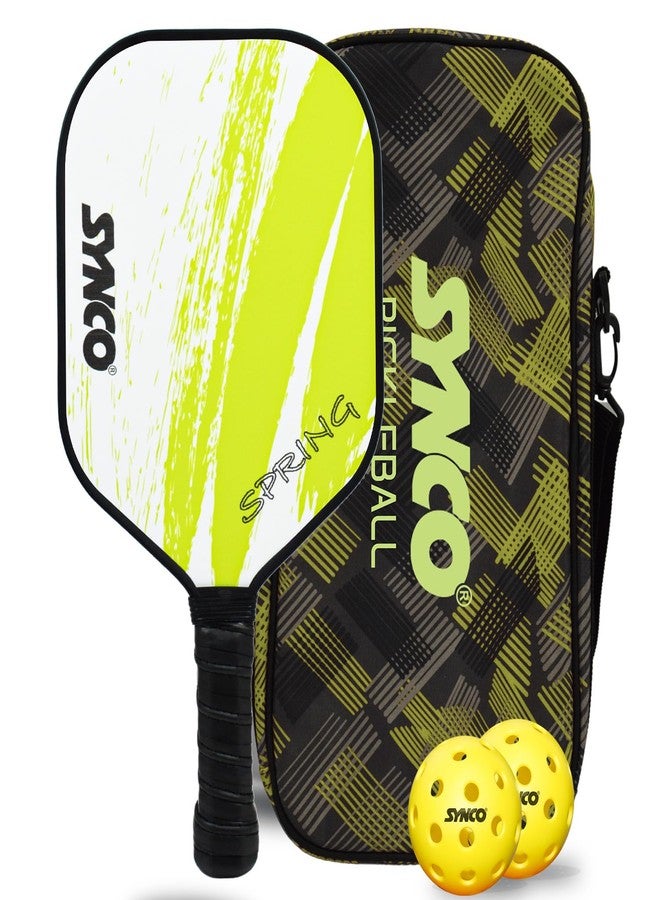 Synco Pickleball Paddle Set | 1 Pickleball Rackets and 2 Pickleballs with Carry Bag | Lightweight Fiberglass Pickleball Racket with Cushion Comfort Grip (12mm, Spring Green) - Image 1