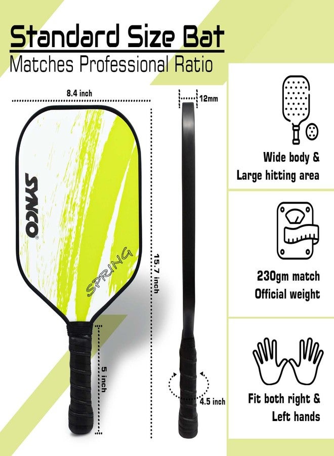 Synco Pickleball Paddle Set | 1 Pickleball Rackets and 2 Pickleballs with Carry Bag | Lightweight Fiberglass Pickleball Racket with Cushion Comfort Grip (12mm, Spring Green) - Image 5