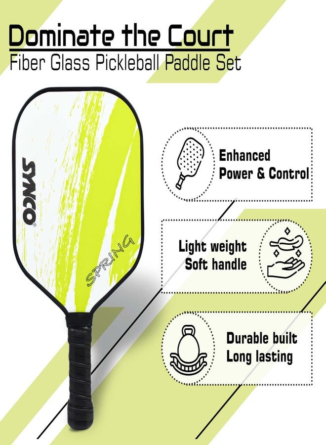 Synco Pickleball Paddle Set | 1 Pickleball Rackets and 2 Pickleballs with Carry Bag | Lightweight Fiberglass Pickleball Racket with Cushion Comfort Grip (12mm, Spring Green) - Image 2